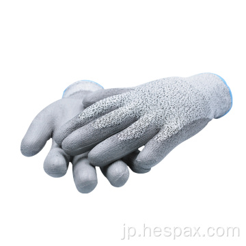 Hespax PUコーティングHPPEマシニストカット耐性手袋